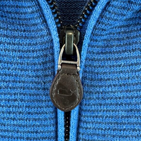 Vineyard Vines Navy Blue Stripe 100% Cotton Quarter-Zip Pullover Size Medium - Picture 8 of 13